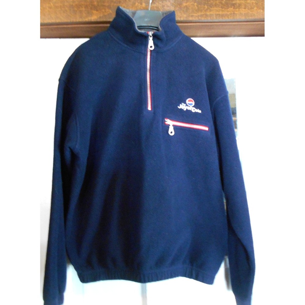 Pepsi Embroidered FLEECE MENS 1/4 ZIP MEDIUM Pockets JOY OF COLA PULLOVER